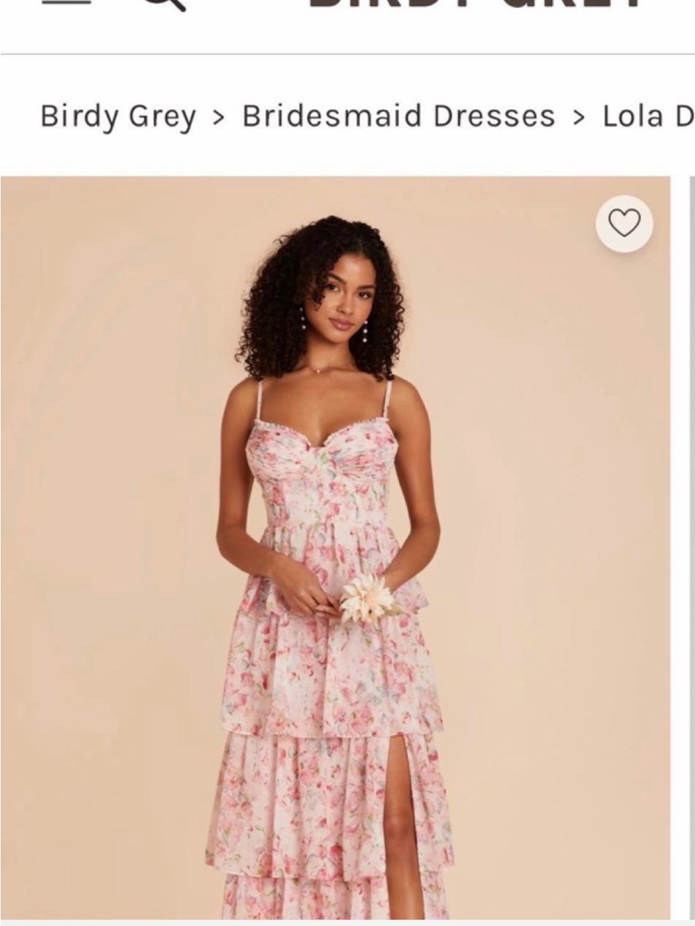 Birdy Grey Pink Floral Tiered Strapless Bridesmaid Dress